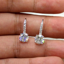 Load image into Gallery viewer, 2019 hot new 925 sterling silver products square small super flash zircon earrings round ear studs hot sale  earrings for women